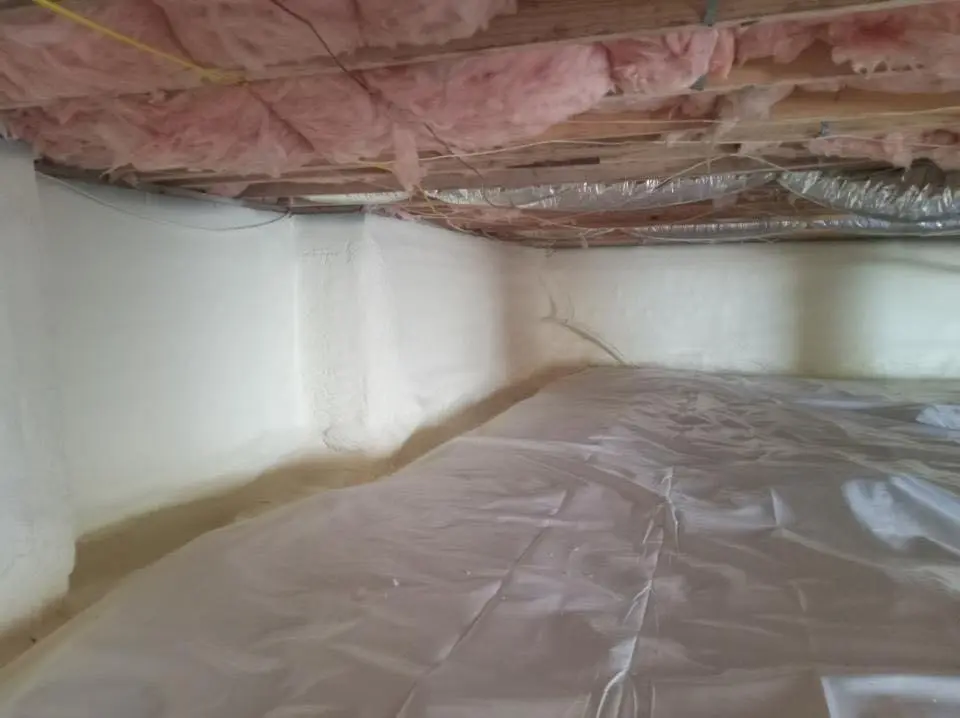 Crawl space encapsulation with closed-cell spray foam for Commercial Roof Restoration in North Charleston
